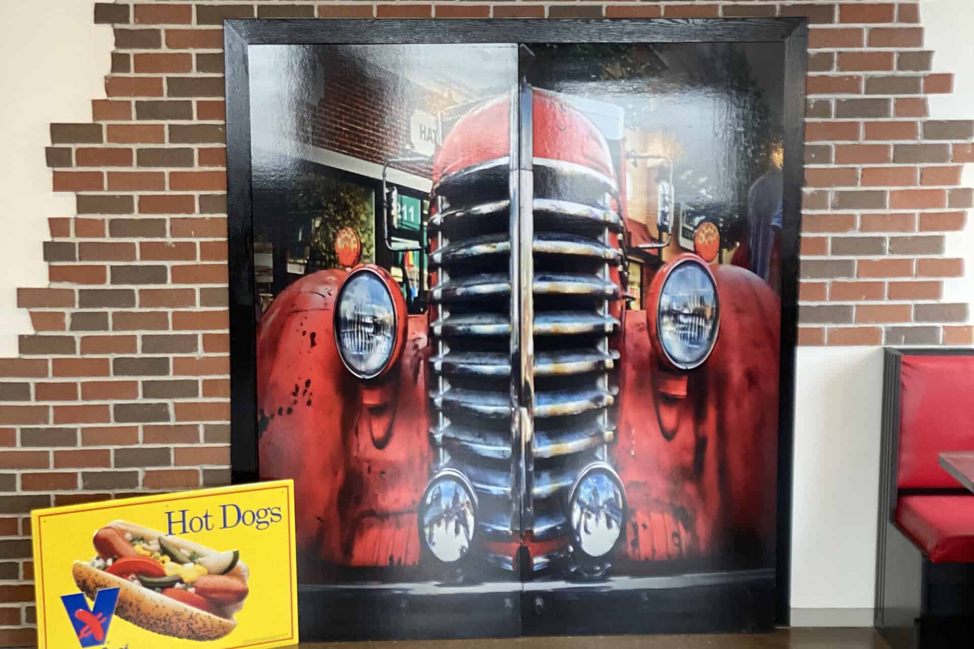 Link to Sauk City Hot Dog Avenue - pictured is a classic truck mural at Hot Dog Avenue in Sauk City, WI